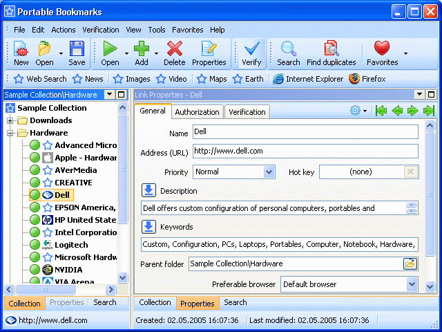 Portable Bookmarks Screenshot